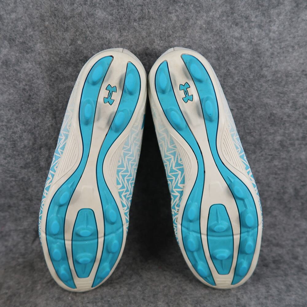 Under Armour Shoes Kids 2Y Soccer Cleats Athletic Sport Lace Up Blue White Youth - Picture 10 of 12